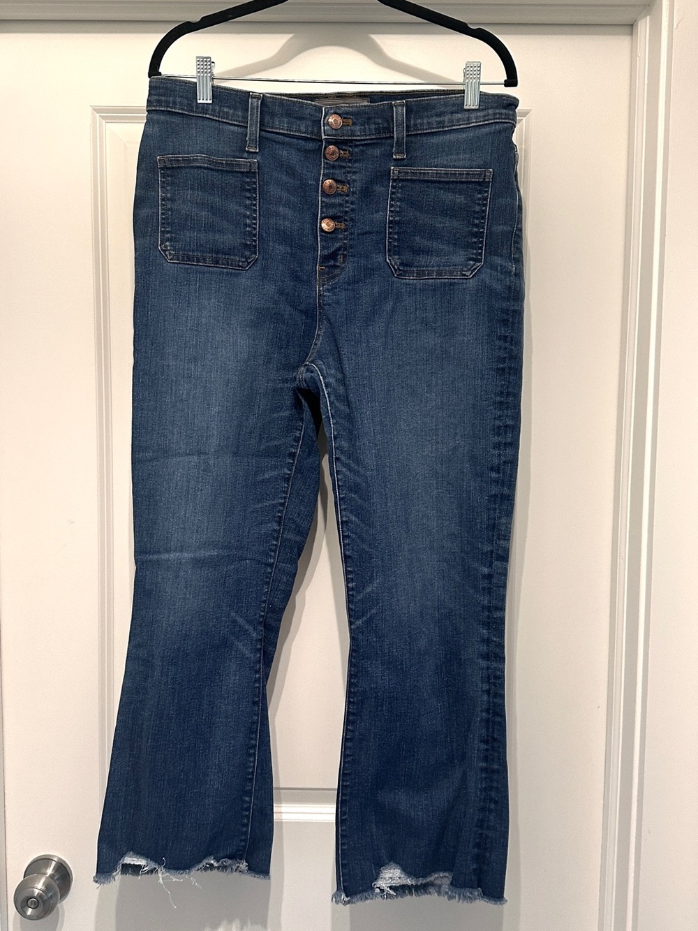 J. Crew Pont Sur 10” High-Rise demi crop exposed Button-Fly Jeans -